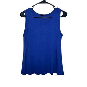 Eileen Fisher Silk Tank Top Women Small Blue Sleeveless Scoop Neck